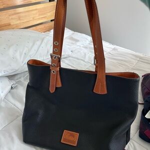 Navy and Tan Leather Tote Bag - Classic Everyday Carry